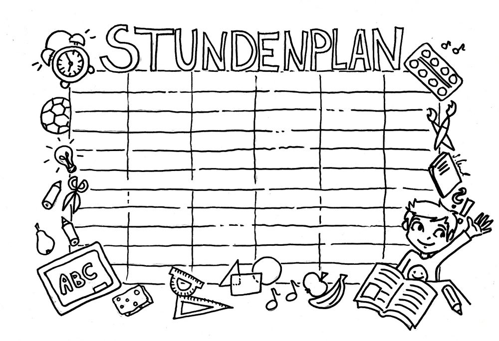 Freebie - Ein Stundenplan zum Ausdrucken und Ausmalen