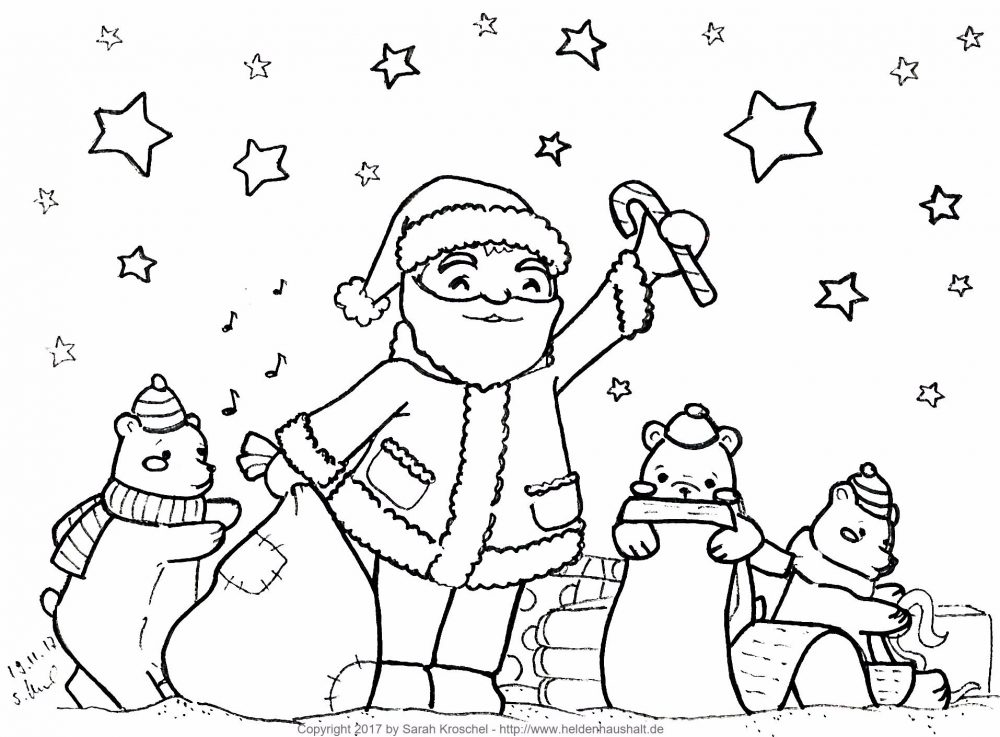 In der Weihnachtswerkstatt - Ein Ausmalbild zur Weihnachtszeit